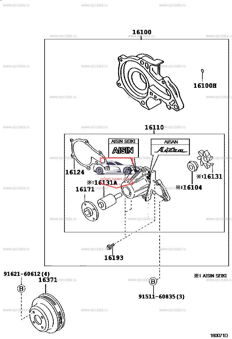 BƠM NƯỚC LÀM MÁT ĐỘNG CƠ TOYOTA ZACE | 1610019045 - Ảnh 4