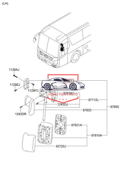 GƯƠNG CHIẾU HẬU HYUNDAI UNIVERSE 2009 | 876118D730EB - Ảnh 5